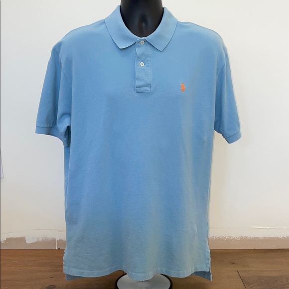 Polo Ralph Lauren Other - VINTAGE Polo by Ralph Lauren Men's Mesh Blue Grey Polo Shirt XL
